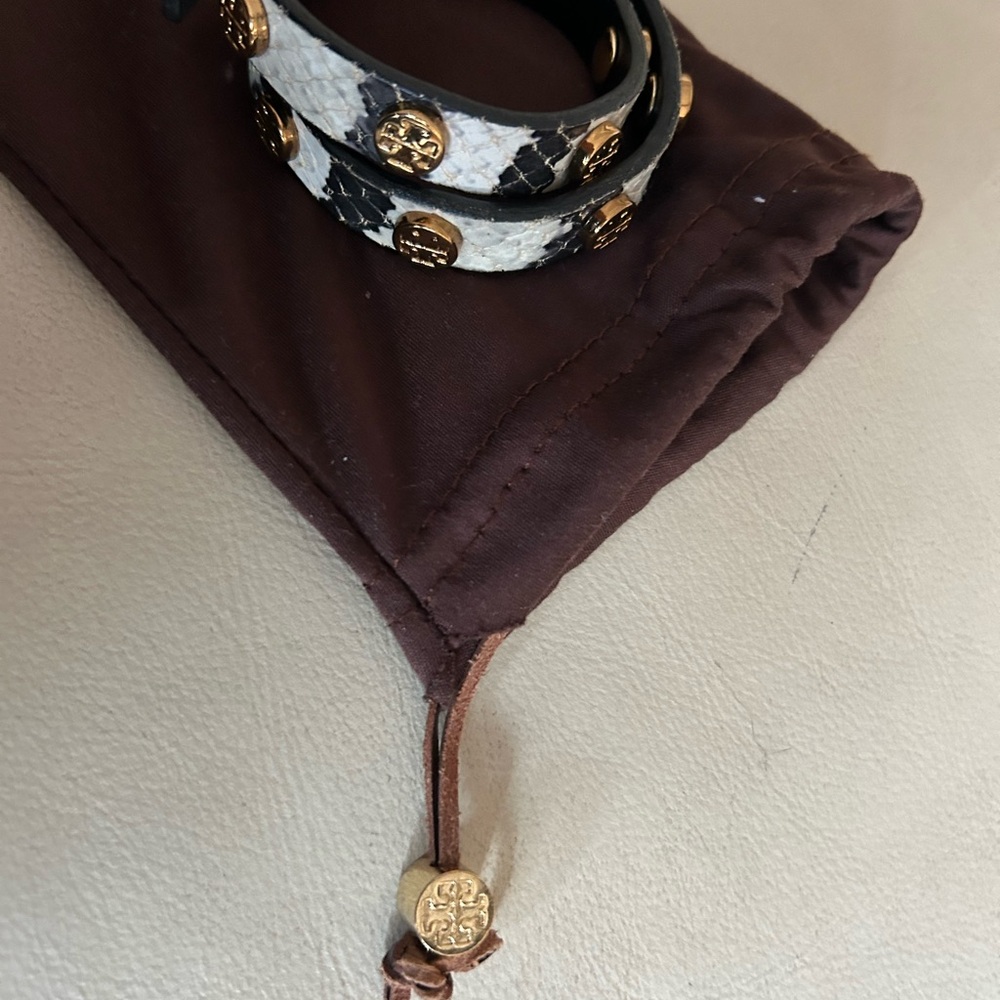 Tory Burch Black and White Leather Bracelet